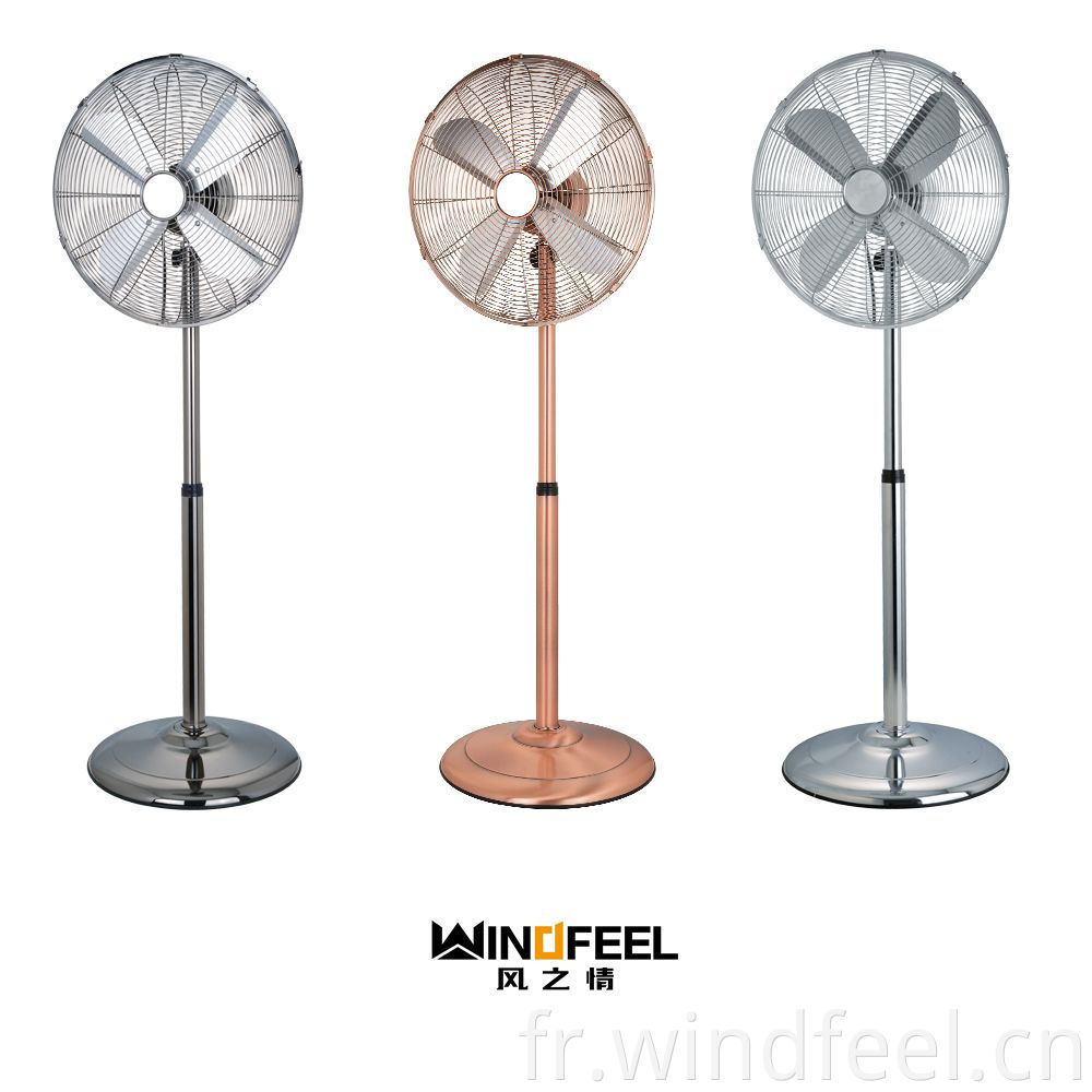 Ventilateur de support de lame en métal d'air de brevet de puissance forte d'argent d'or de base d'acier inoxydable de 4 pales de 18 pouces avec le réglage à 3 vitesses